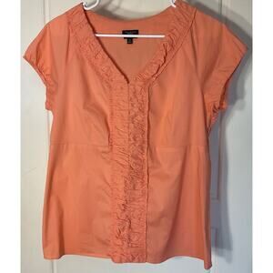 Talbots Peach RuffelEmpire Waist Short Sleeve Side Zipper Fitted Top 10